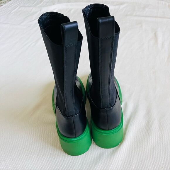 Steve Madden Womens Mid Boots Platform Chunky Leather Black Fashion Chelsea 9 Pr - Picture 3 of 7